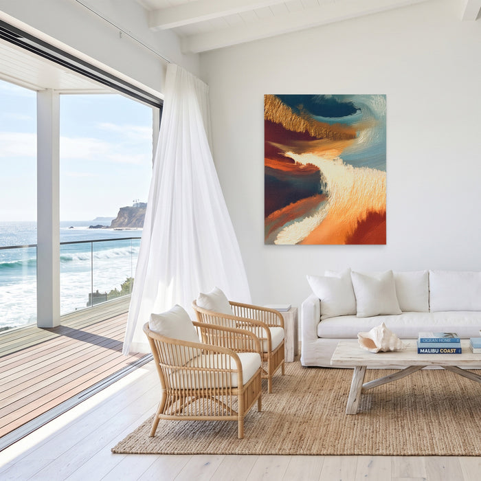 Ocean Waves Moonlight canvas wall art, room view
