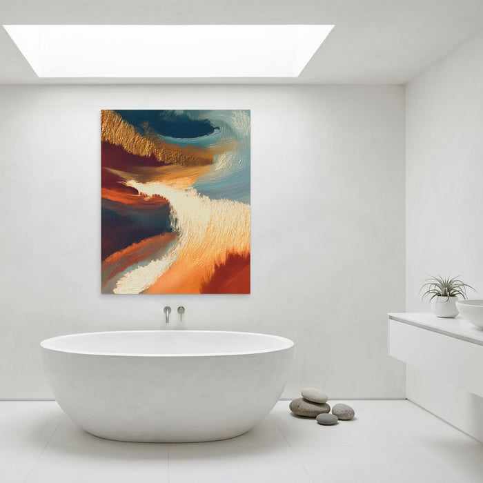 Ocean Waves Moonlight canvas wall art, room view