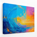 Oceanic Timelines - Blue Gold and White Canvas Wall Art