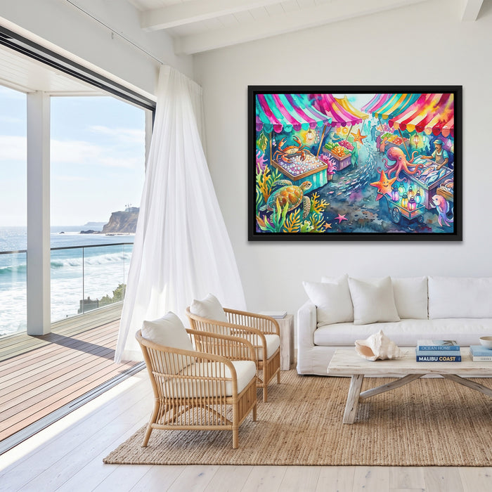 Octopus Bioluminescent Bazaar canvas wall art, room view