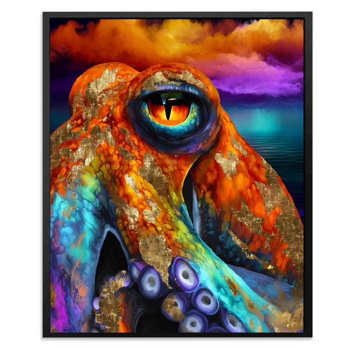 Octopus Cosmic Eye canvas wall art, room view