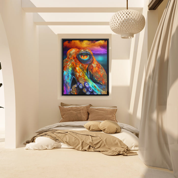 Octopus Cosmic Eye canvas wall art, room view