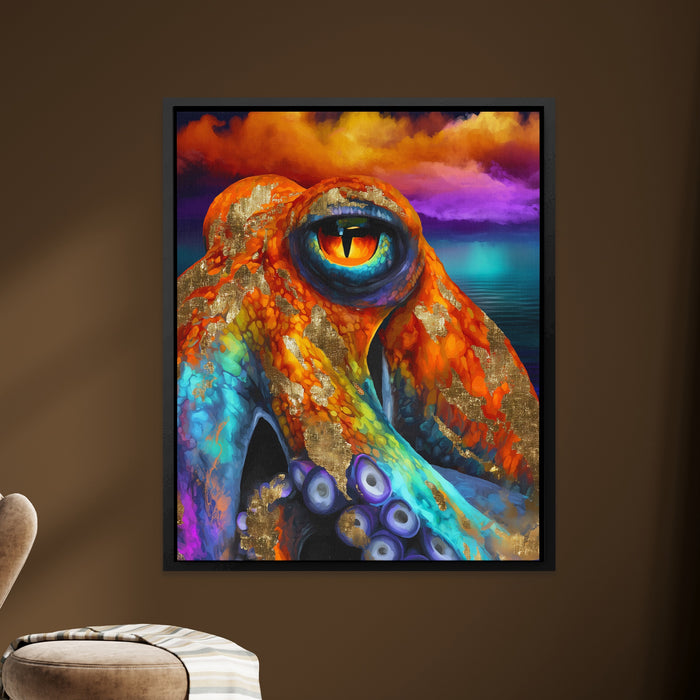Octopus Cosmic Eye canvas wall art, room view