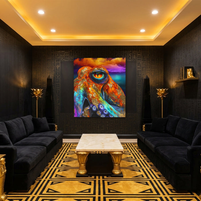 Octopus Cosmic Eye canvas wall art, room view