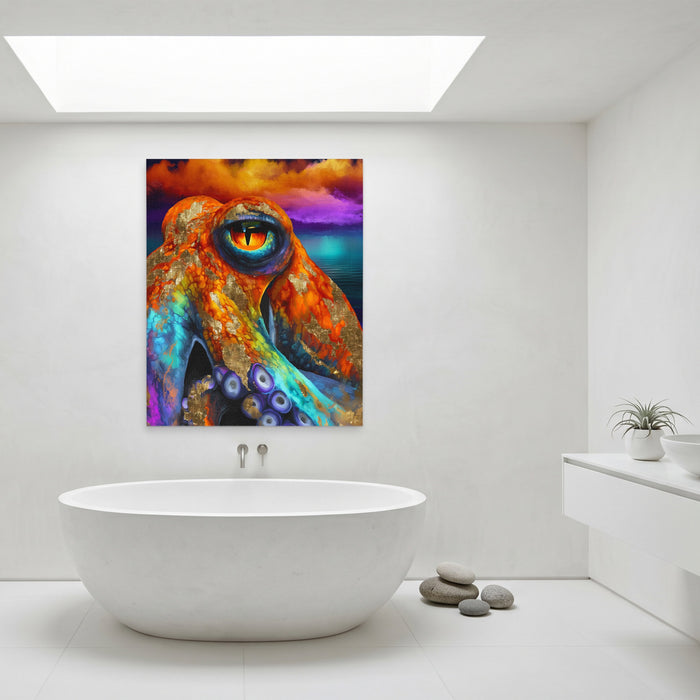 Octopus Cosmic Eye canvas wall art, room view