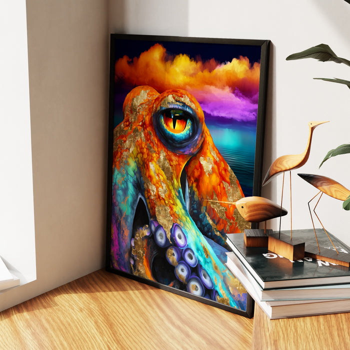 Octopus Cosmic Eye canvas wall art, room view