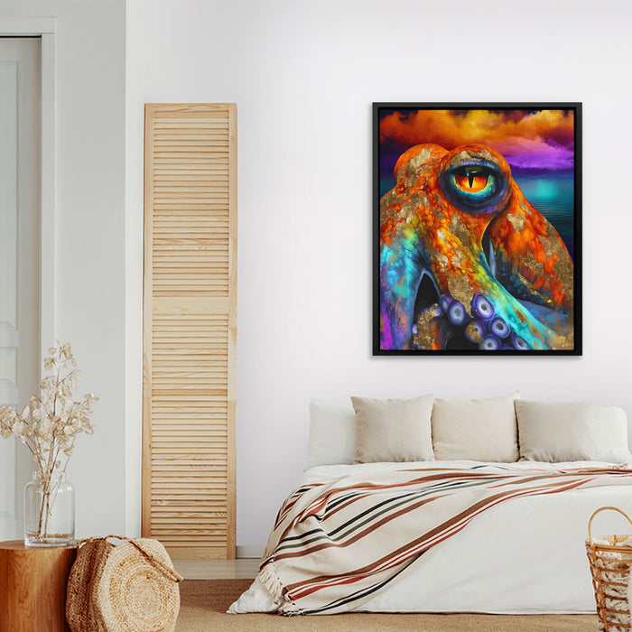Octopus Cosmic Eye canvas wall art, room view