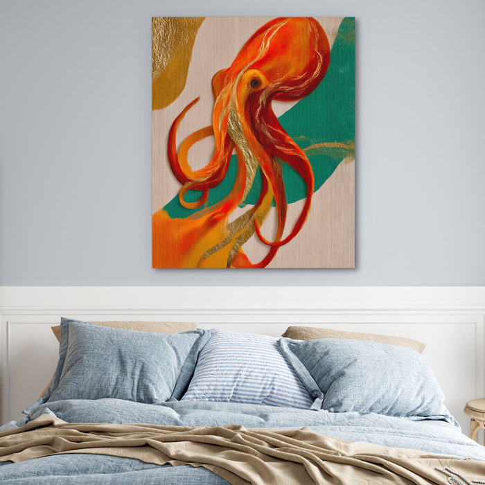 Octopus Flowing Line canvas wall art, room view