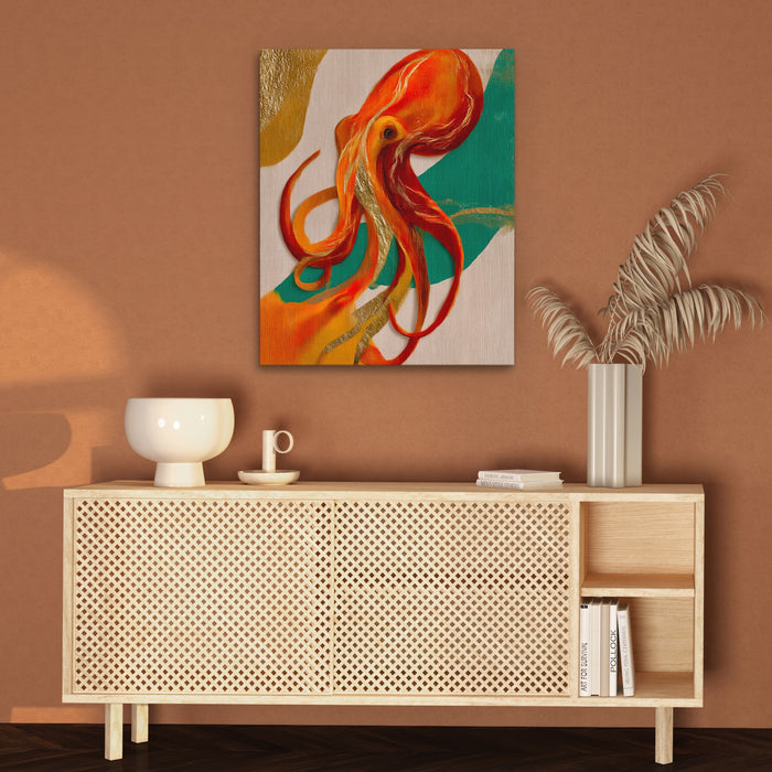 Octopus Flowing Line canvas wall art, room view