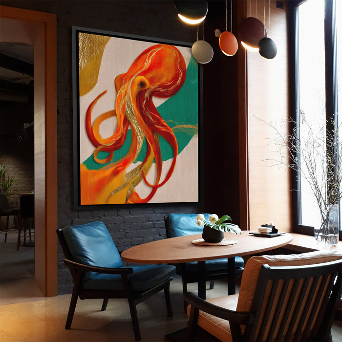 Octopus Flowing Line canvas wall art, room view