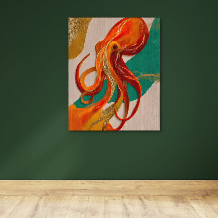 Octopus Flowing Line canvas wall art, room view