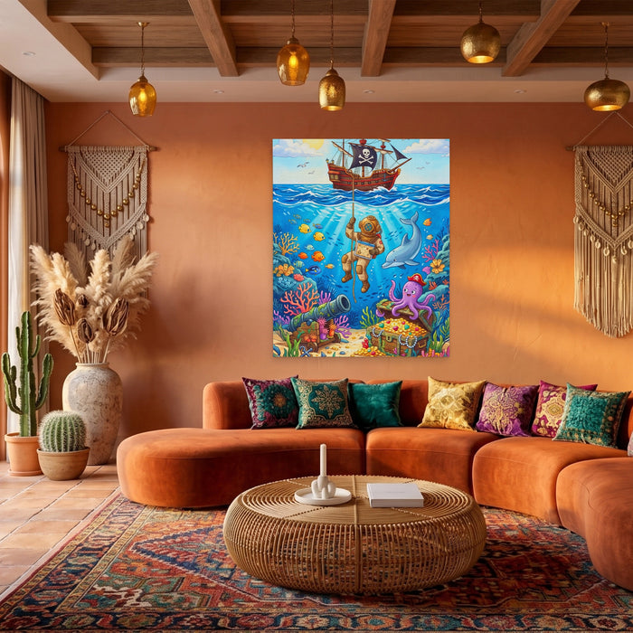 Octopus Underwater Kingdom canvas wall art, room view