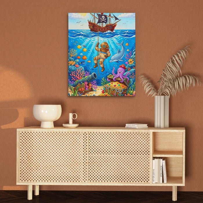 Octopus Underwater Kingdom canvas wall art, room view