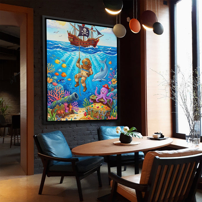 Octopus Underwater Kingdom canvas wall art, room view