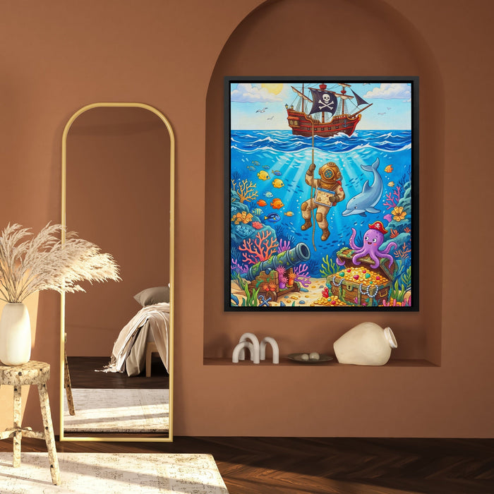 Octopus Underwater Kingdom canvas wall art, room view