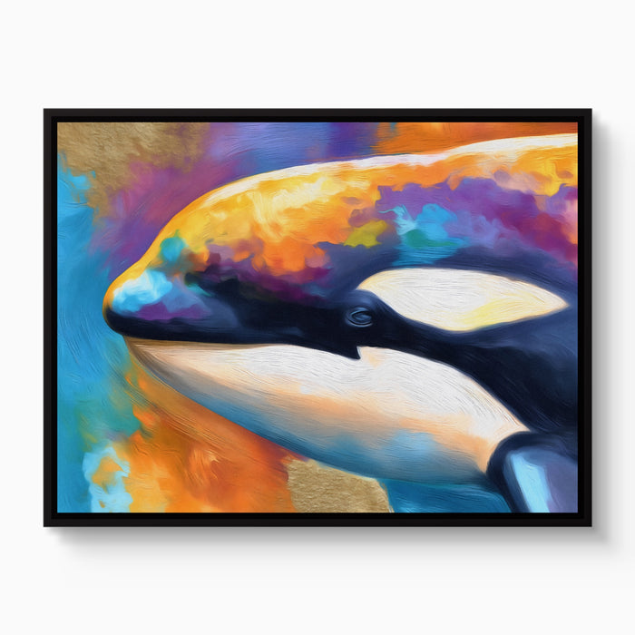 Orca Prismatic Portrait — orca prismatic portrait white studio framed black
