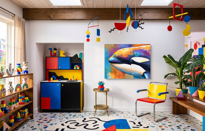 Orca Prismatic Portrait — orca prismatic portrait colorful kids room 1land flush print