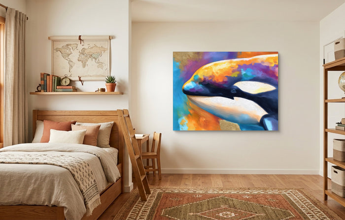 Orca Prismatic Portrait — orca prismatic portrait kids adventure room 1land flush print