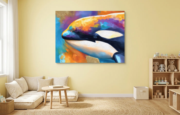 Orca Prismatic Portrait — orca prismatic portrait kids playroom pastel 1land flush print
