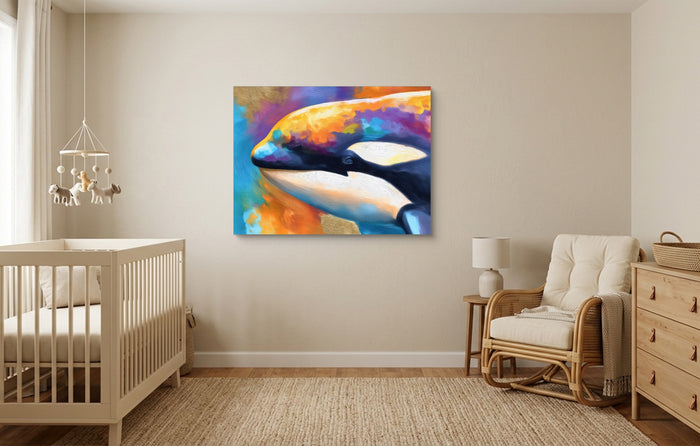 Orca Prismatic Portrait — orca prismatic portrait neutral nursery 1land flush print