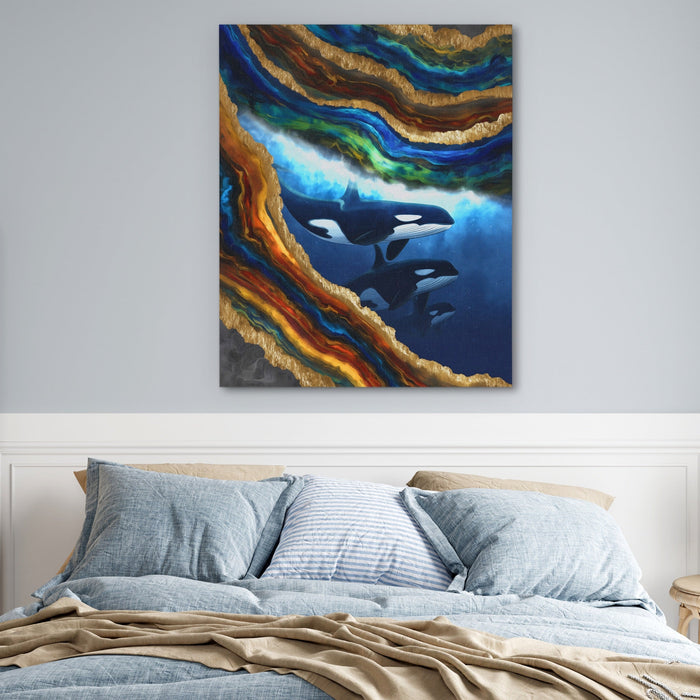 Orcas Golden Wave canvas wall art, room view