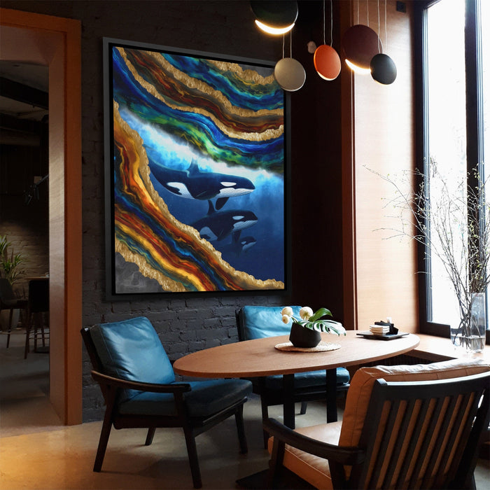 Orcas Golden Wave canvas wall art, room view