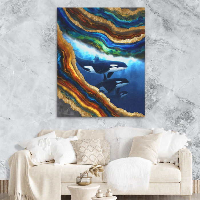 Orcas Golden Wave canvas wall art, room view