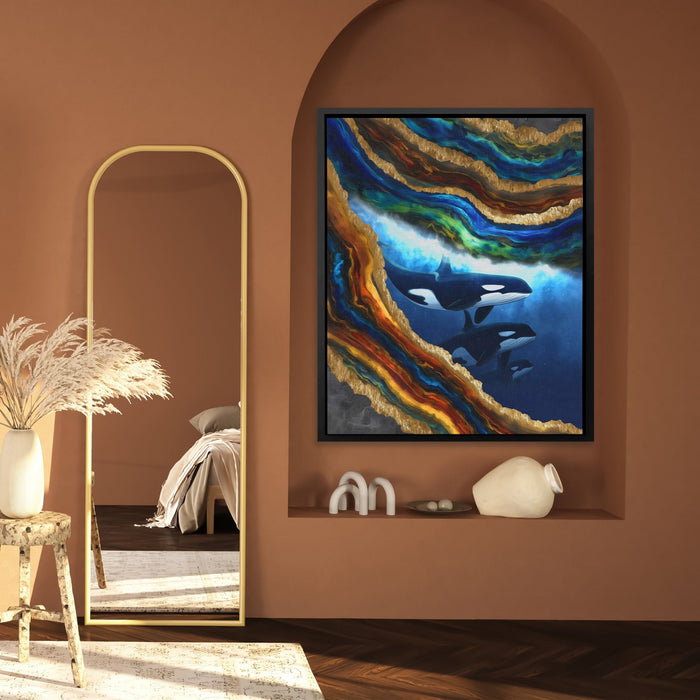 Orcas Golden Wave canvas wall art, room view