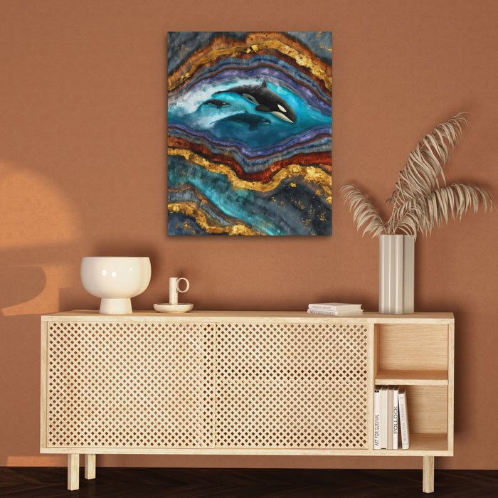 Orcas Stratified Hunt canvas wall art, room view
