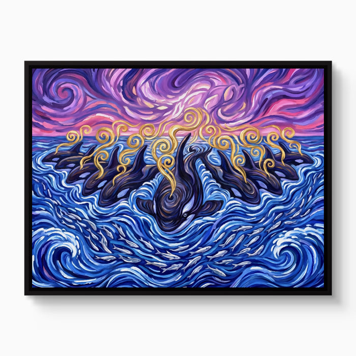 Orcas Sunset Hunt — orcas sunset hunt white studio framed black
