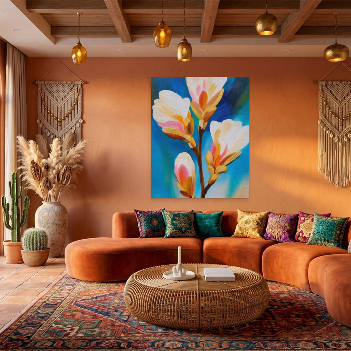 Orchid Branch Bloom canvas wall art, room view