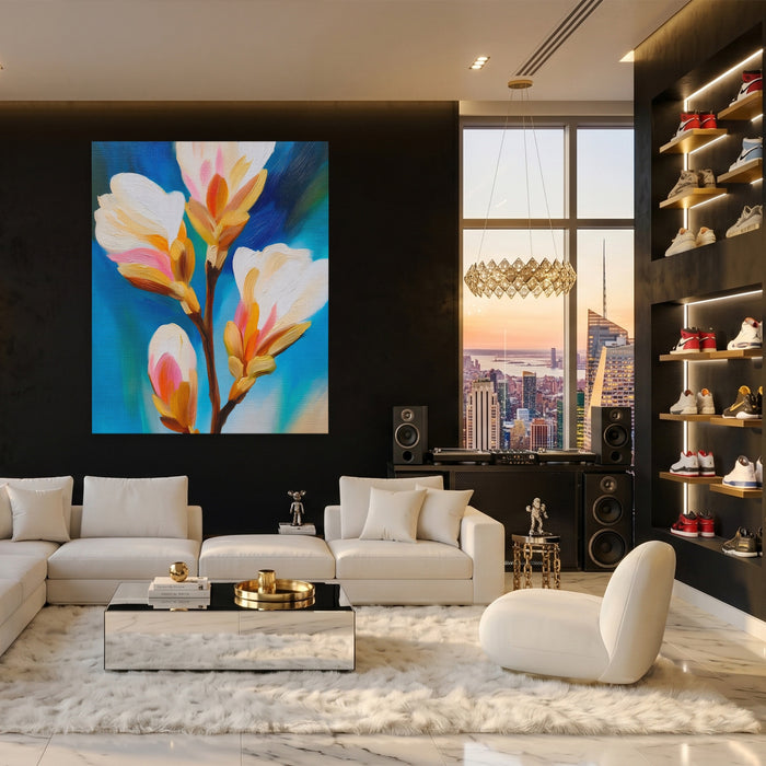 Orchid Branch Bloom canvas wall art, room view