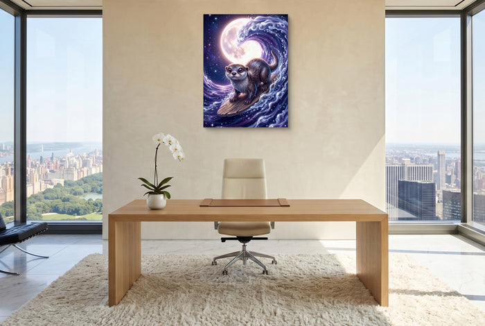 Otter on Lunar Wave - Luxury Wall Art