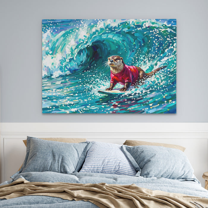 Otter Surfing Waves — Otter Surfing Waves Blue Bedroom land 35