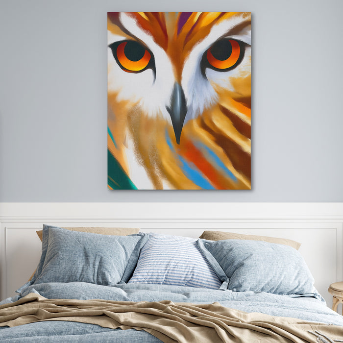 Owl Geometric Symmetrical canvas wall art, room view