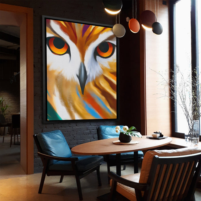Owl Geometric Symmetrical canvas wall art, room view