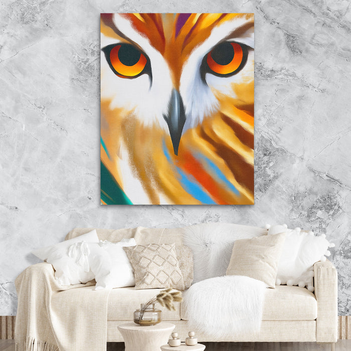 Owl Geometric Symmetrical canvas wall art, room view