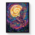 Owl Vibrant Moon — owl vibrant moon white studio framed black