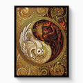 Owls Entwined Mosaic — owls entwined mosaic white studio framed black