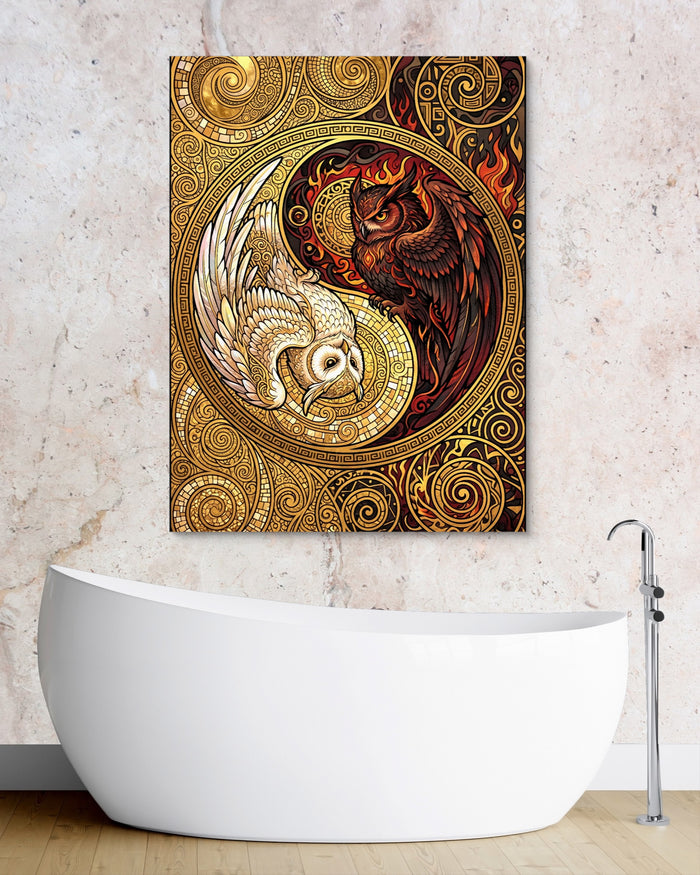 Owls Entwined Mosaic — owls entwined mosaic psd granite bathroom 1port flush print