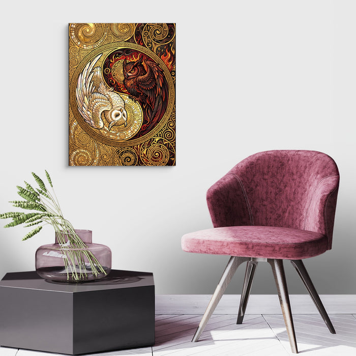 Owls Entwined Mosaic — owls entwined mosaic sq land purple chair 1port flush print