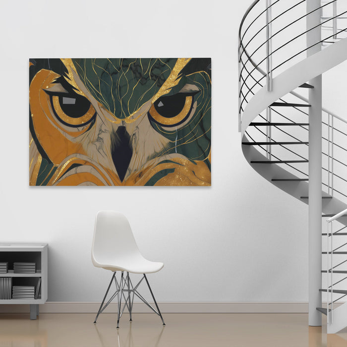 Owls Golden Vigil - Luxury Wall Art