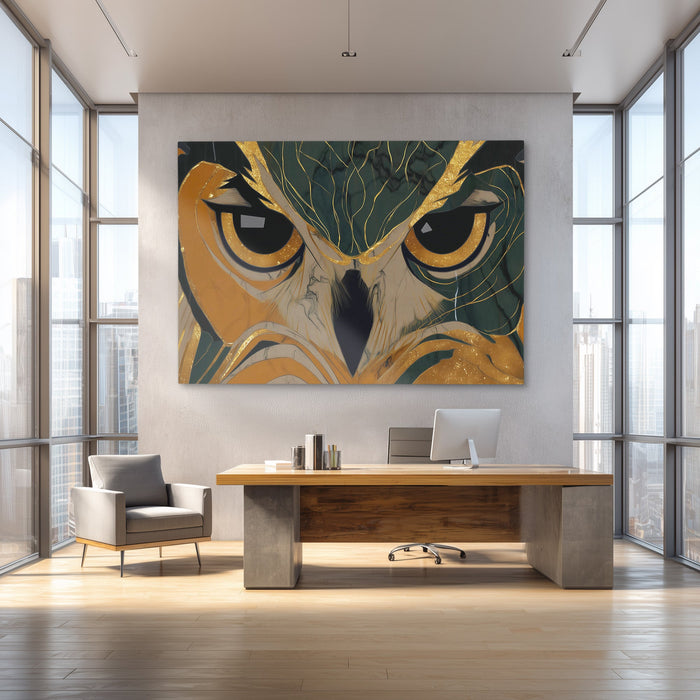 Owls Golden Vigil - Luxury Wall Art