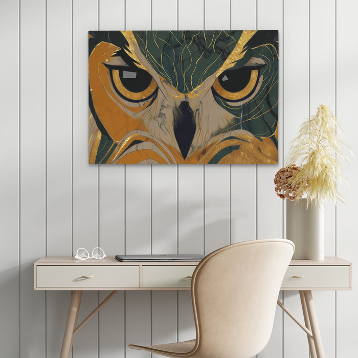 Owls Golden Vigil - Luxury Wall Art