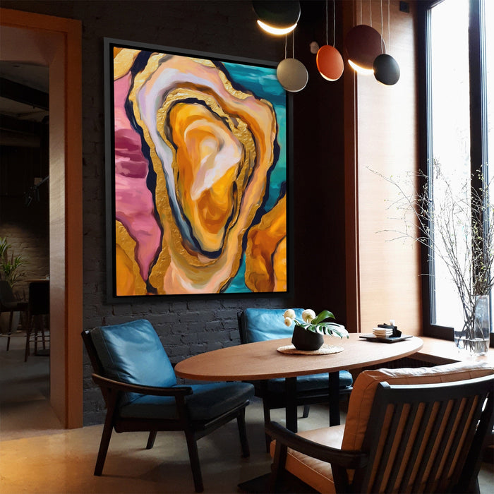 Oyster Dreamscape Gold canvas wall art, room view
