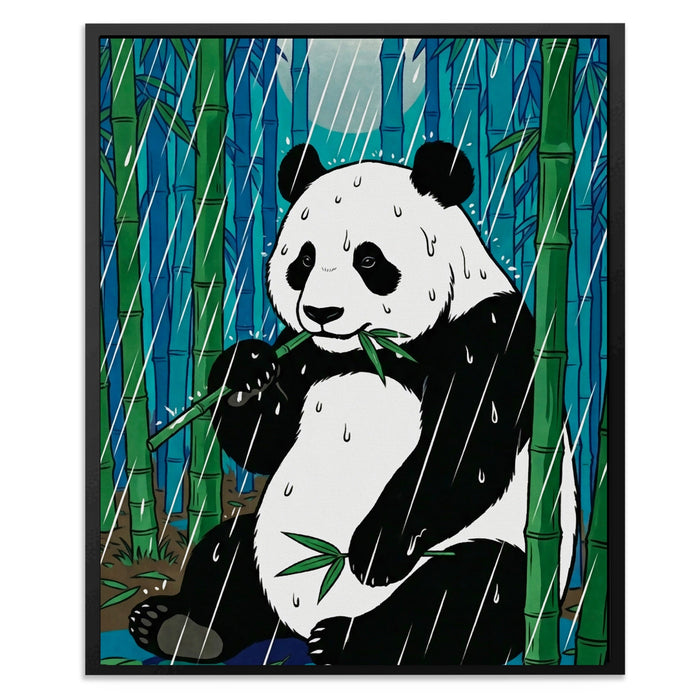 Panda Bamboo Rain canvas wall art