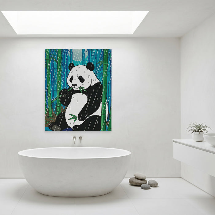 Panda Bamboo Rain canvas wall art, room view