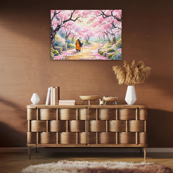 Panda Cherry Blossom canvas wall art, room view
