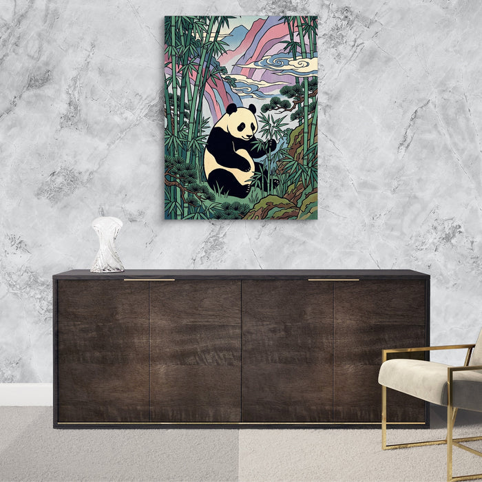 Panda Feast — panda feast sq luxurious room granite wall 1port flush print