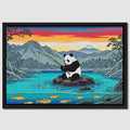Panda Fishing Sunset canvas wall art